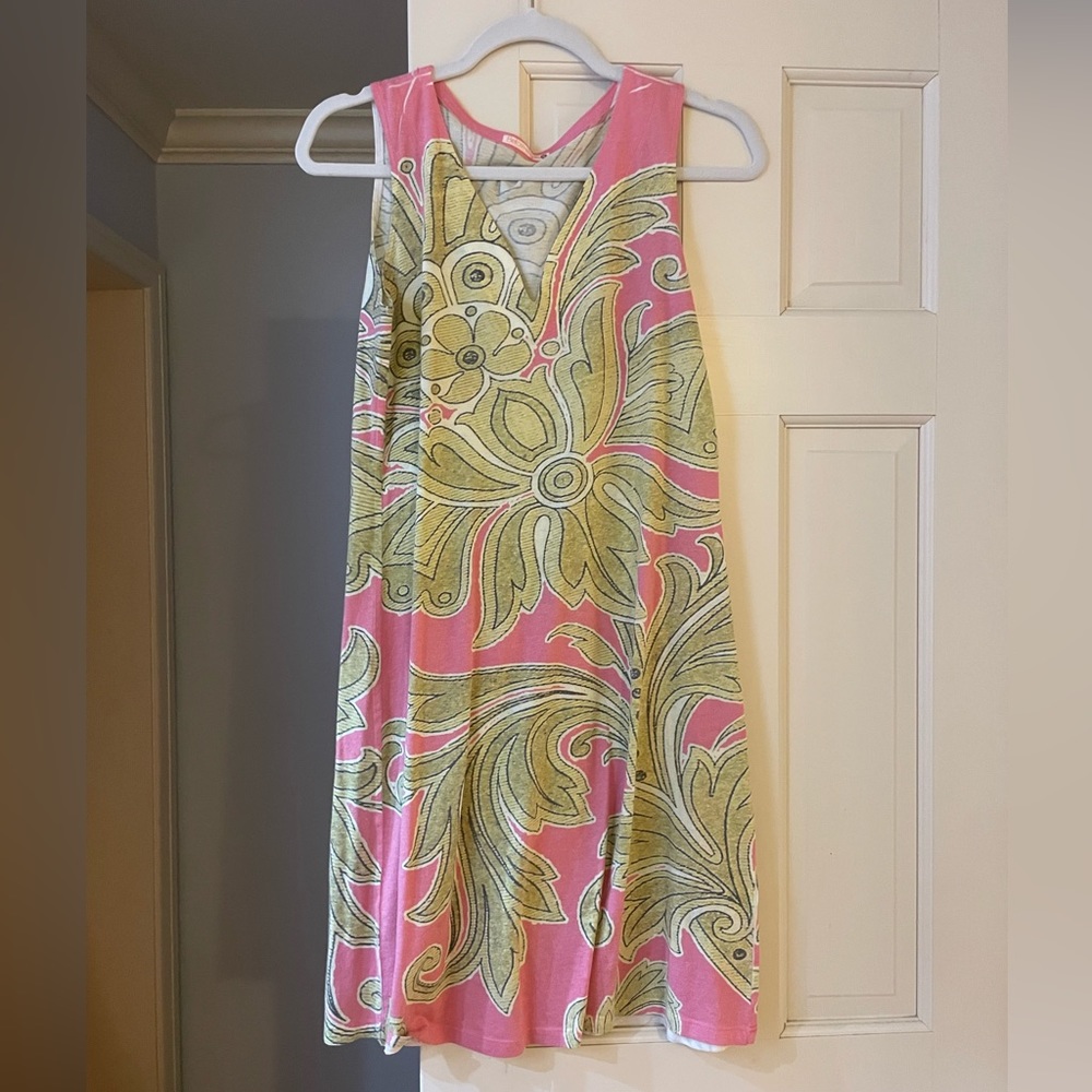 Before and Again pink and green mini dress
